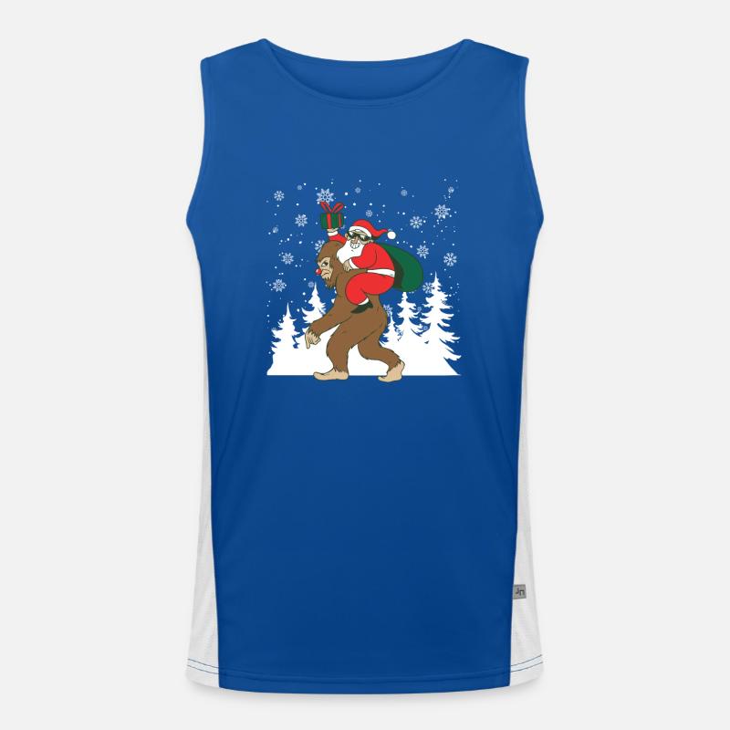 Weihnachtsmann Reiten Bigfoot Sasquatch Funny Funktionelles Kontrast-Tank Top für Männer 