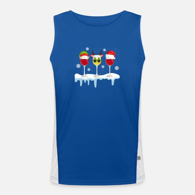 Weinglas Weihnachtsmann Elf Rentier Trinken Cool Funktionelles Kontrast-Tank Top für Männer 