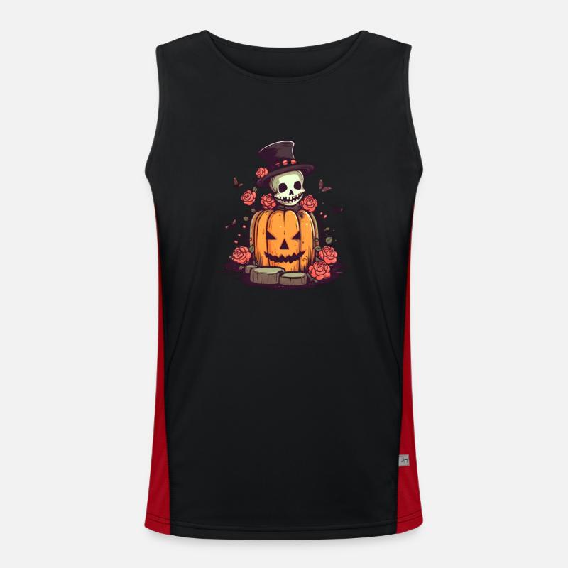 Pumpkin Halloween Skull Men's Functional Contrast Tank Top 