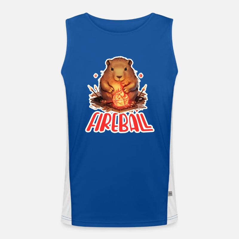 Le mage de jeu de rôle Capybara évoque une boule de feu Débardeur respirant contrasté Homme 