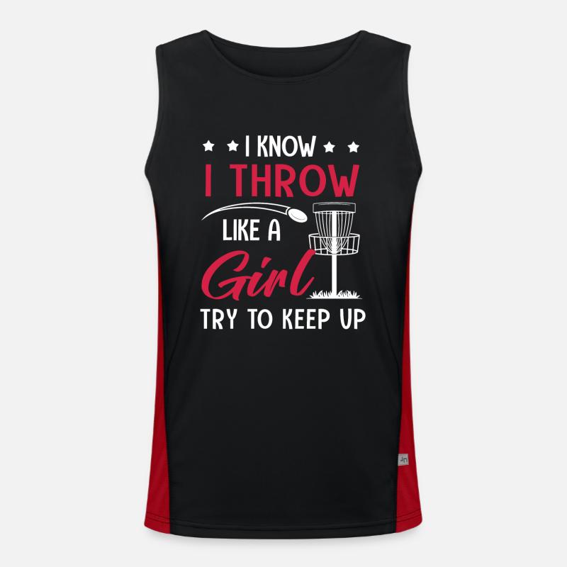 Disc Golf I Know I Throw Like A Girl Men's Functional Contrast Tank Top 