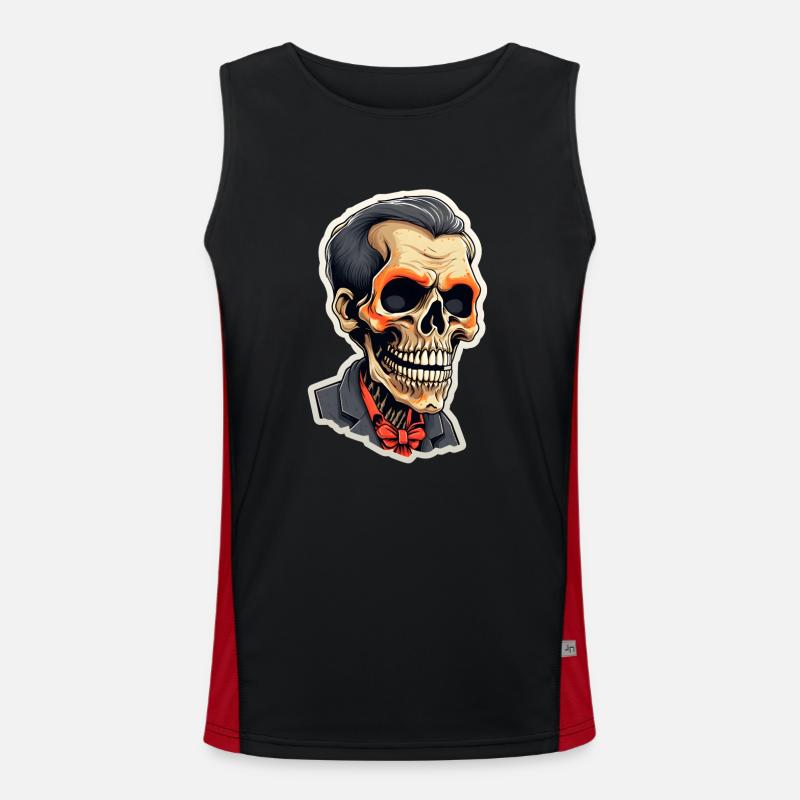 Skeleton Halloween Man Head Men's Functional Contrast Tank Top 
