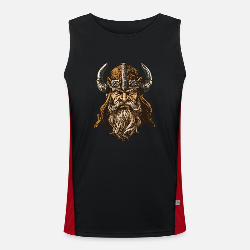 Wikinger Kopf Krieger Valhalla Odin Funktionelles Kontrast-Tank Top für Männer 