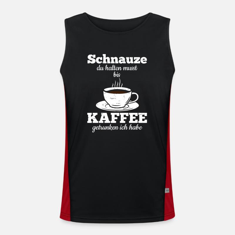 Morgenmuffel Kaffeetrinker mit Kaffee Sucht Funktionelles Kontrast-Tank Top für Männer 
