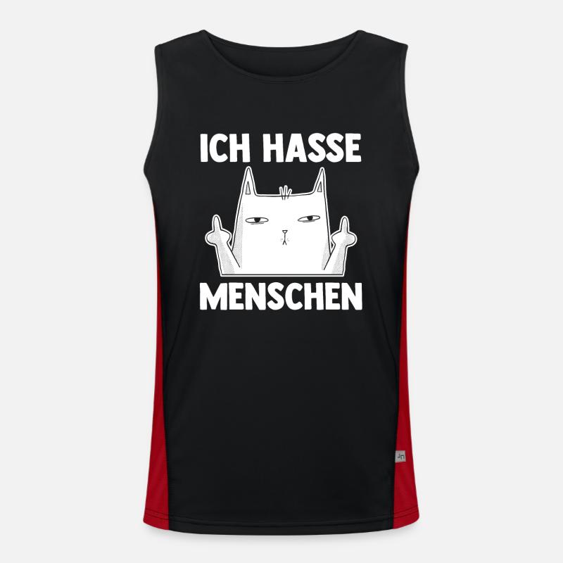 Katze Ich Hasse Menschen Funktionelles Kontrast-Tank Top für Männer 