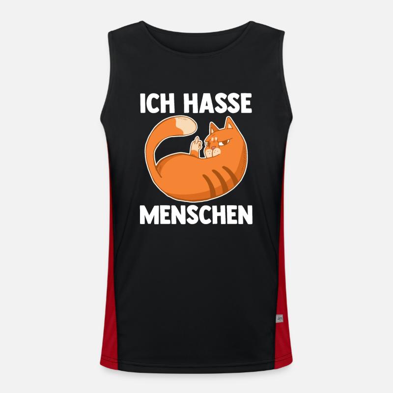 Ich Hasse Menschen Katze Funktionelles Kontrast-Tank Top für Männer 