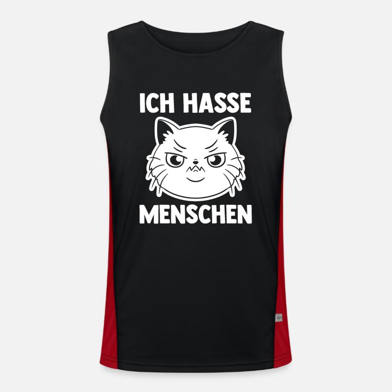 Ich Hasse Menschen Katze Funktionelles Kontrast-Tank Top für Männer 