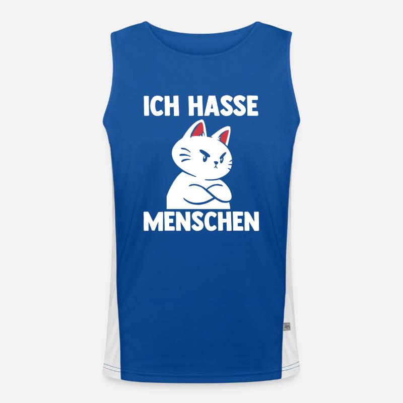 Katze Ich Hasse Menschen Funktionelles Kontrast-Tank Top für Männer 