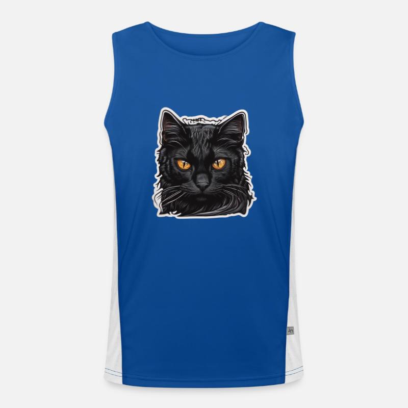 Schwarze Katze Funktionelles Kontrast-Tank Top für Männer 