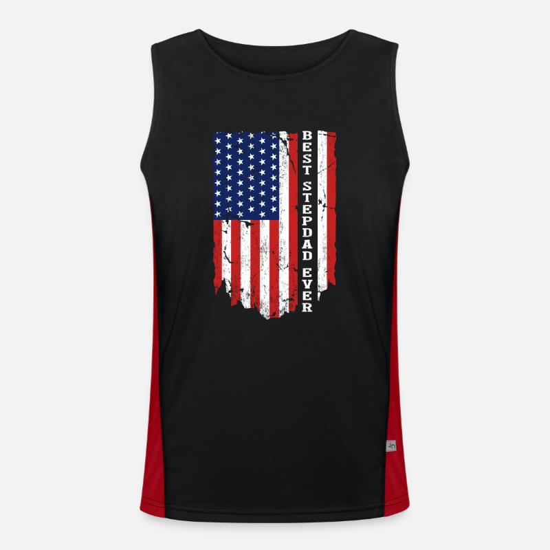 Best Stepdad Ever Flag - Men's Functional Contrast Tank Top  - black/red