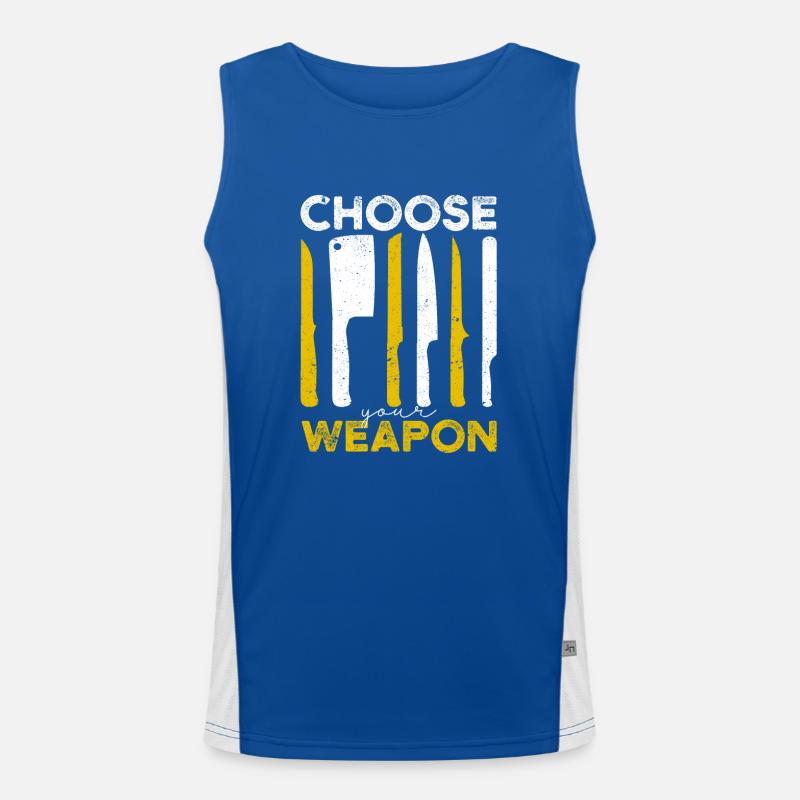 Wählen Sie Ihre Waffe Funny Cook Kitchen Chefkoch Funktionelles Kontrast-Tank Top für Männer 
