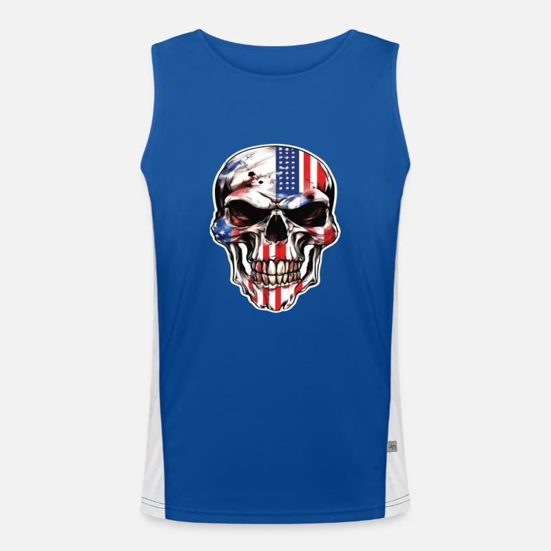 Crânes Crâne Amérique Drapeau Skull Bone Débardeur respirant contrasté Homme 