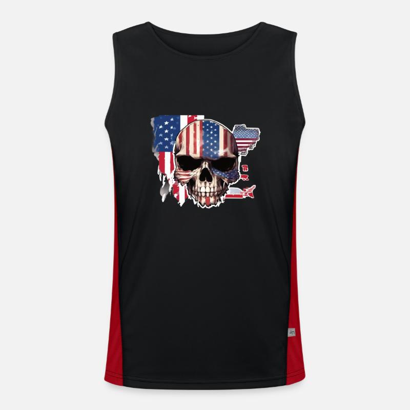 Crânes Crâne Amérique Drapeau Skull Bone Débardeur respirant contrasté Homme 