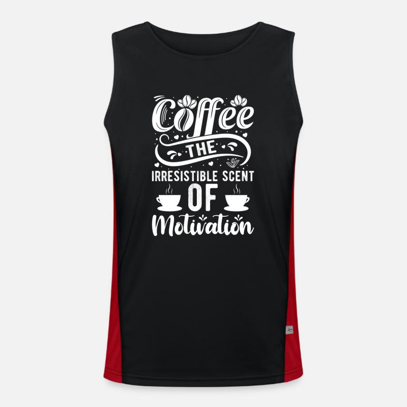 Kaffee Koffein Morgens Motivation Funktionelles Kontrast-Tank Top für Männer 