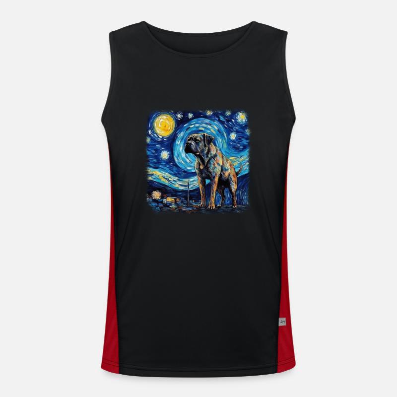Cane Corso Van gogh starry night Men's Functional Contrast Tank Top 