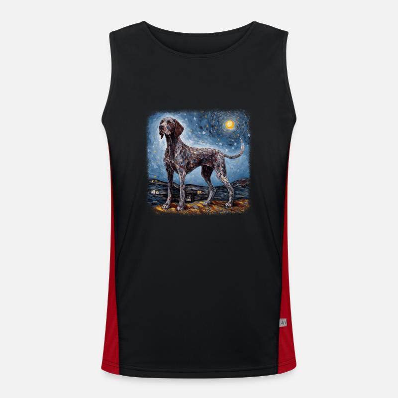 German Shorthaired Pointer Van gogh starry night Men's Functional Contrast Tank Top 