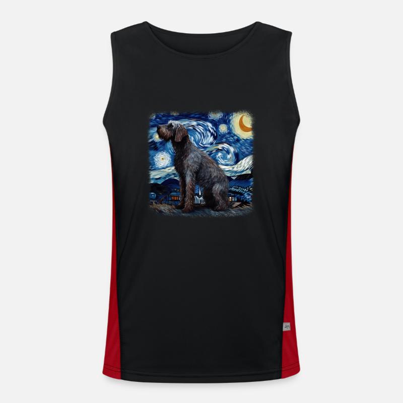 German Wirehaired Pointer Van gogh starry night Men's Functional Contrast Tank Top 