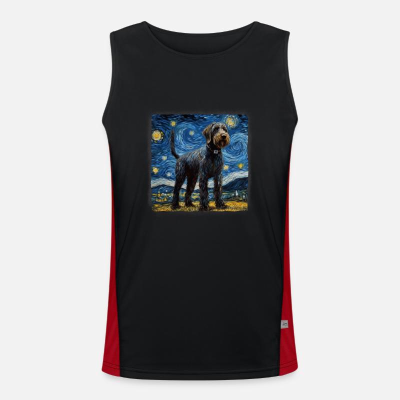 German Wirehaired Pointer Van gogh starry night Men's Functional Contrast Tank Top 