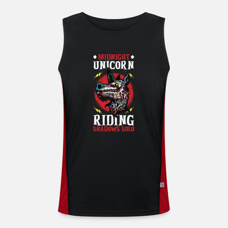 Dunkles Einhorn Horror Einhorn Mitternacht Einhorn Funktionelles Kontrast-Tank Top für Männer 