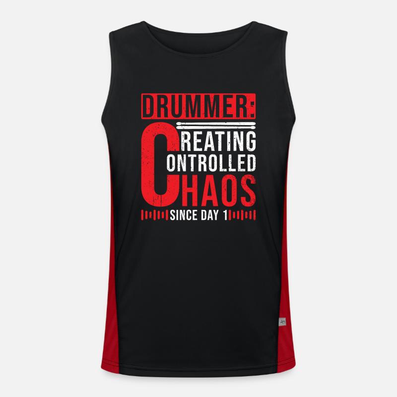 Drummer Drums Gift - Men's Functional Contrast Tank Top  - black/red