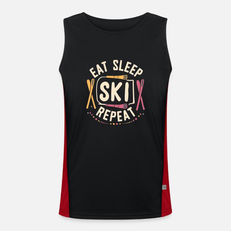 Eat Sleep Ski Repeat Men's Functional Contrast Tank Top 