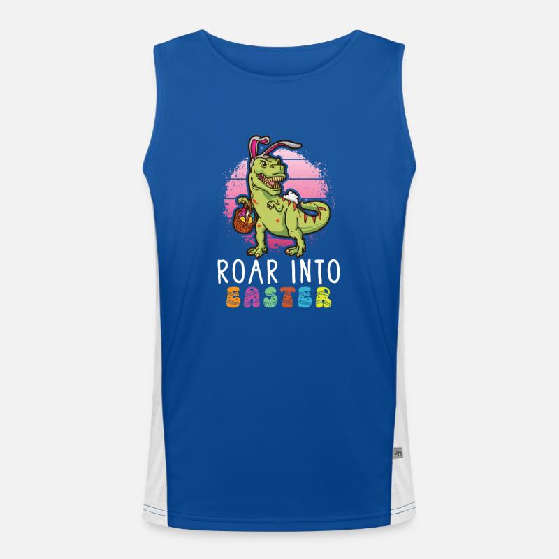 Easter T-rex Dinosaur Easter Funny T-rex Men's Functional Contrast Tank Top 