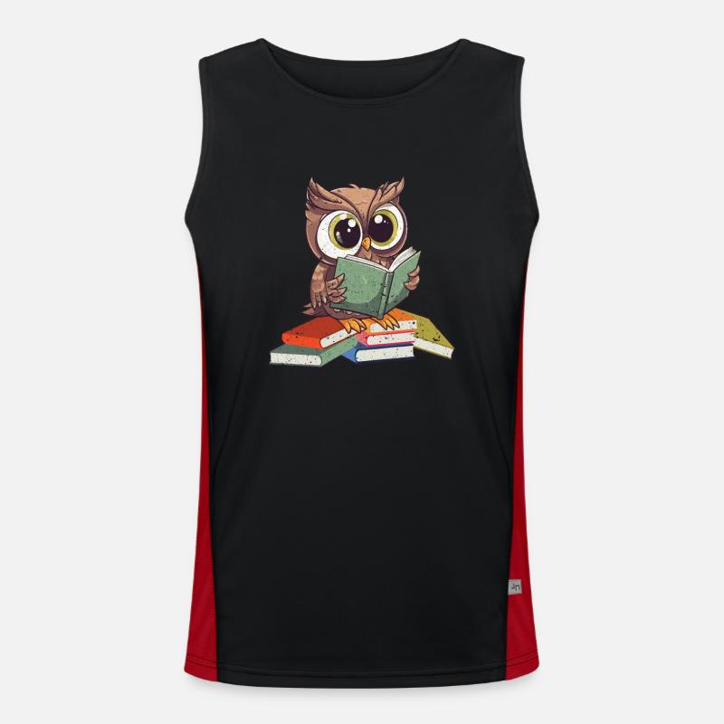 Drôle de lecture Owl Bookworm Book Lover Débardeur respirant contrasté Homme 