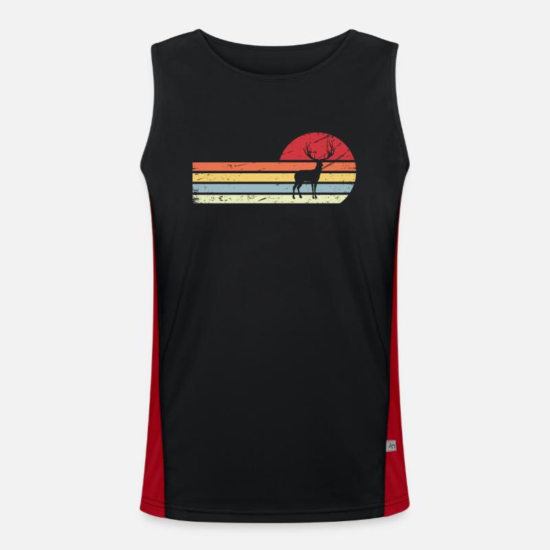 Sonne und Retro-Linien - Hirsche - Funktionelles Kontrast-Tank Top für Männer 