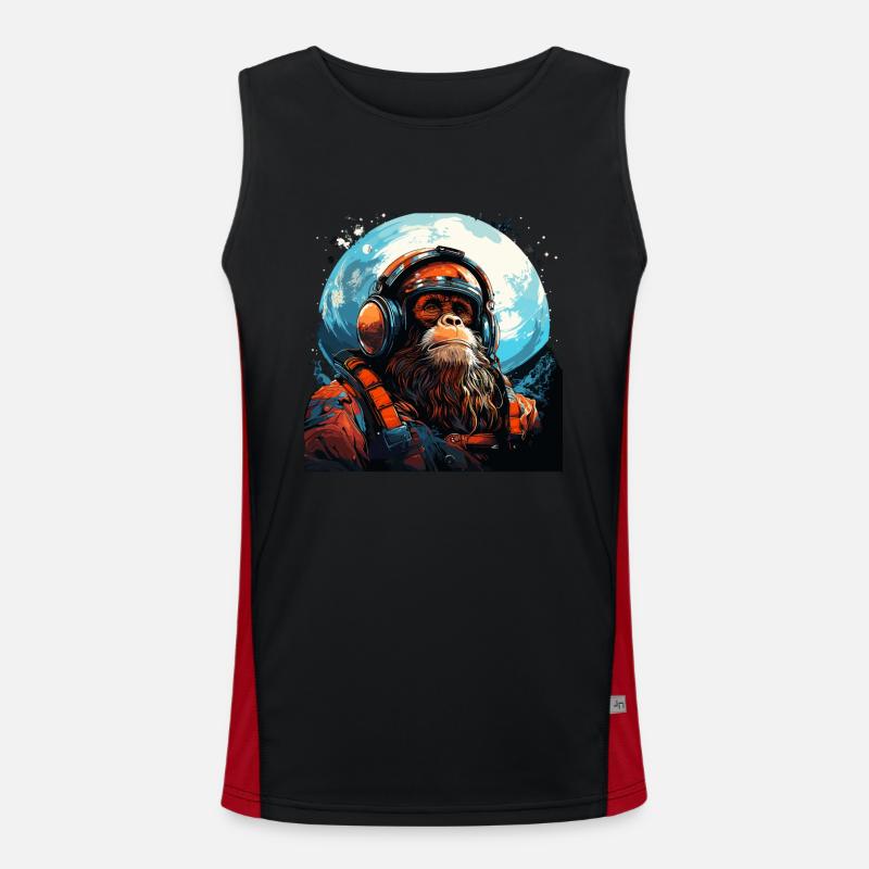 Outer Space Ape - Affe in die Galaxie Space Monkey Funktionelles Kontrast-Tank Top für Männer 