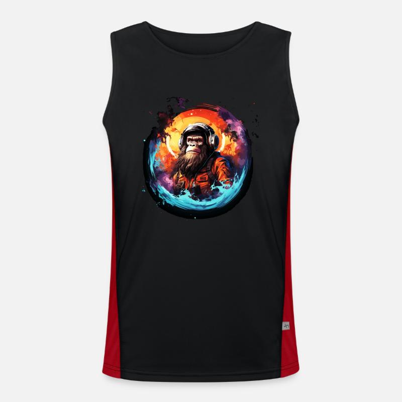 Astronaut Gorrilla - Outer Space Universe Monkey, Men's Functional Contrast Tank Top 