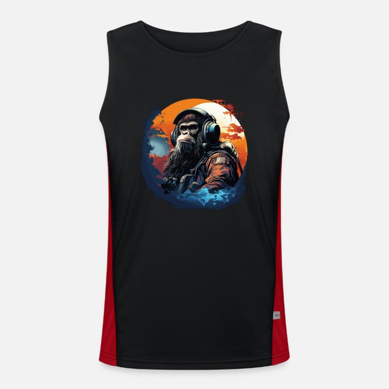 Cooler Affe mit Kopfhörer - Ape, Monkey Graphics Funktionelles Kontrast-Tank Top für Männer 