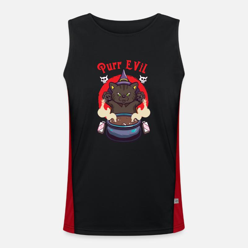 Cat Witch Occult Gothic Dark Satanic Men's Functional Contrast Tank Top 