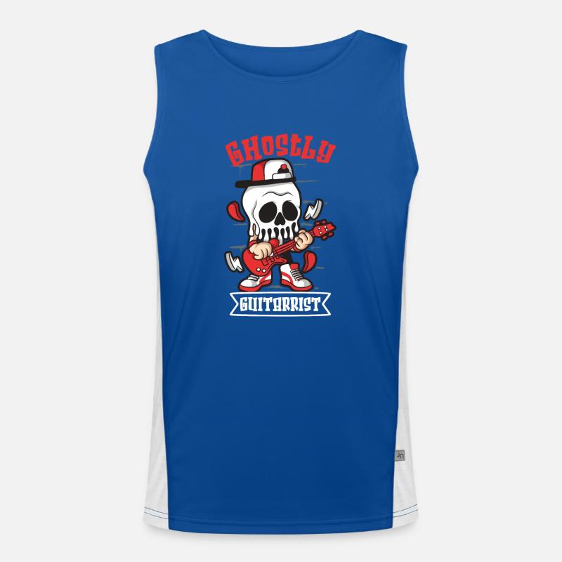 Funny Horror Spooky Guitar Guitarist Ghostly Men's Functional Contrast Tank Top 