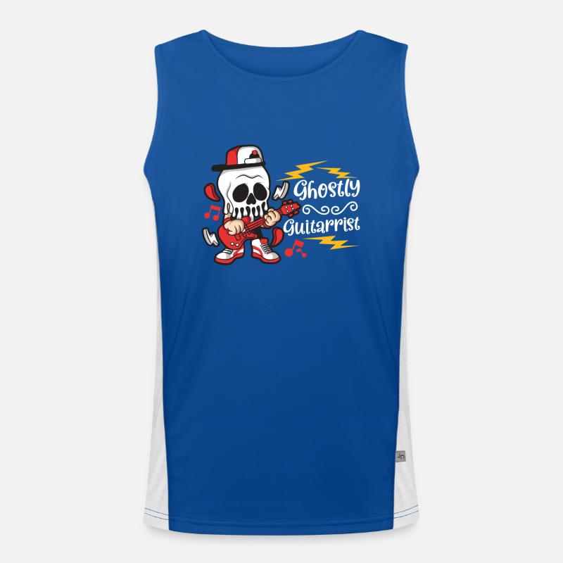 Funny Horror Spooky Guitar Guitarist Ghostly Men's Functional Contrast Tank Top 