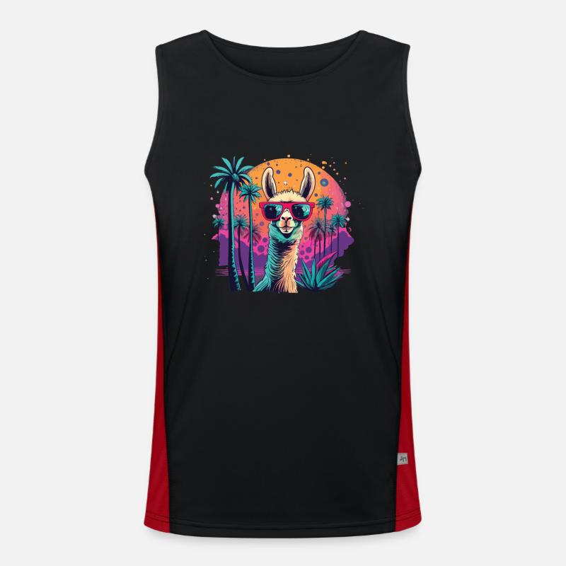 Alpaca Retro Sunset Alpaca Sunglasses Alpacas Men's Functional Contrast Tank Top 