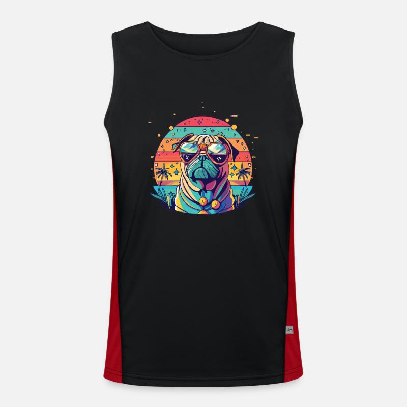 Mops Mops Hund Mops Geschenke Mops Sonnenbrille Funktionelles Kontrast-Tank Top für Männer 