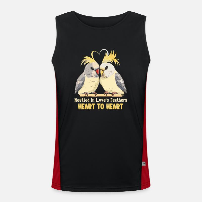 Valentinstag Turteltauben Vogelmotiv Romantisch Funktionelles Kontrast-Tank Top für Männer 