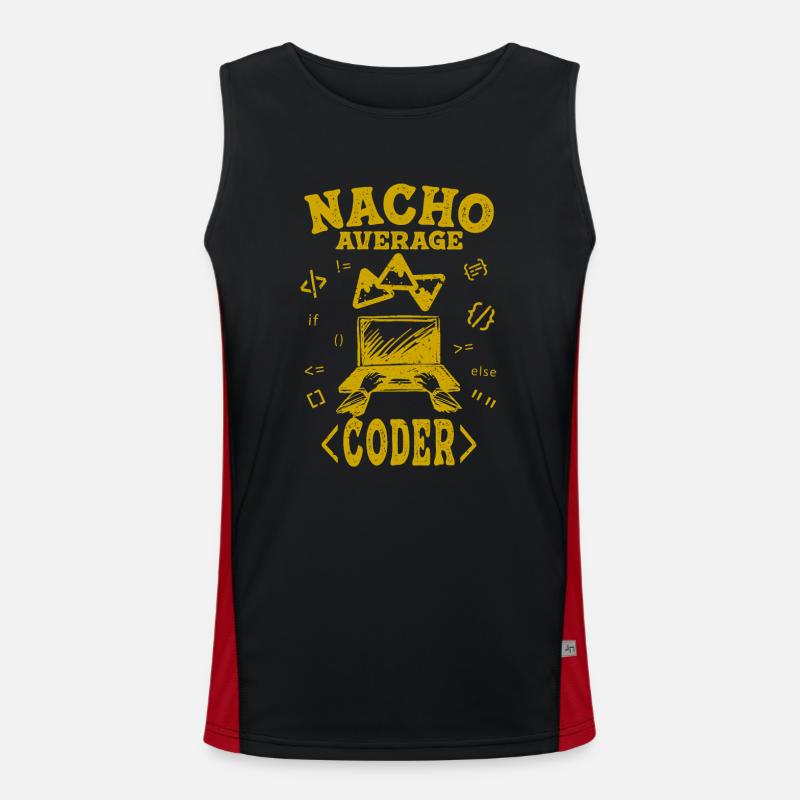 Coder Coding Funny Nacho Average Hacker Computer Men's Functional Contrast Tank Top 
