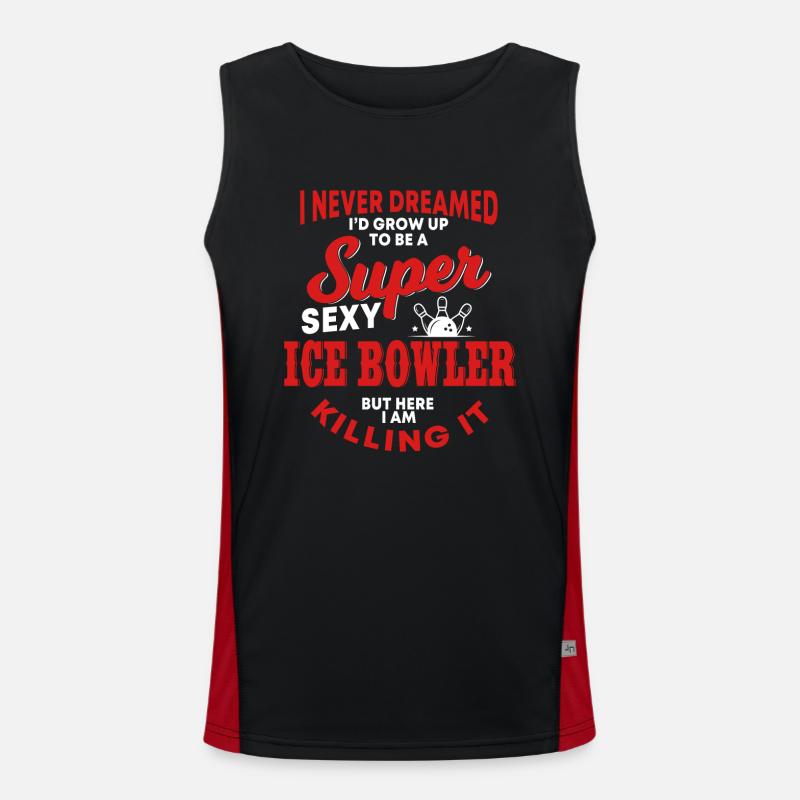 Lustiger Eisbowler Humor Eisbowling Funktionelles Kontrast-Tank Top für Männer 