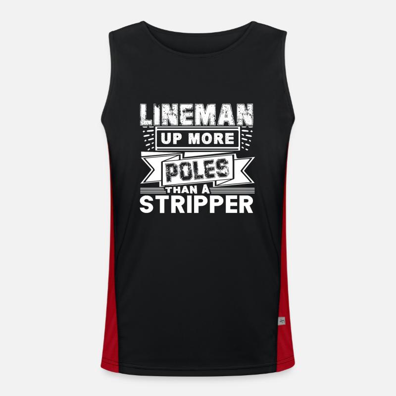 Lineman Lineman Up More Poles Than A Stripper Men's Functional Contrast Tank Top 