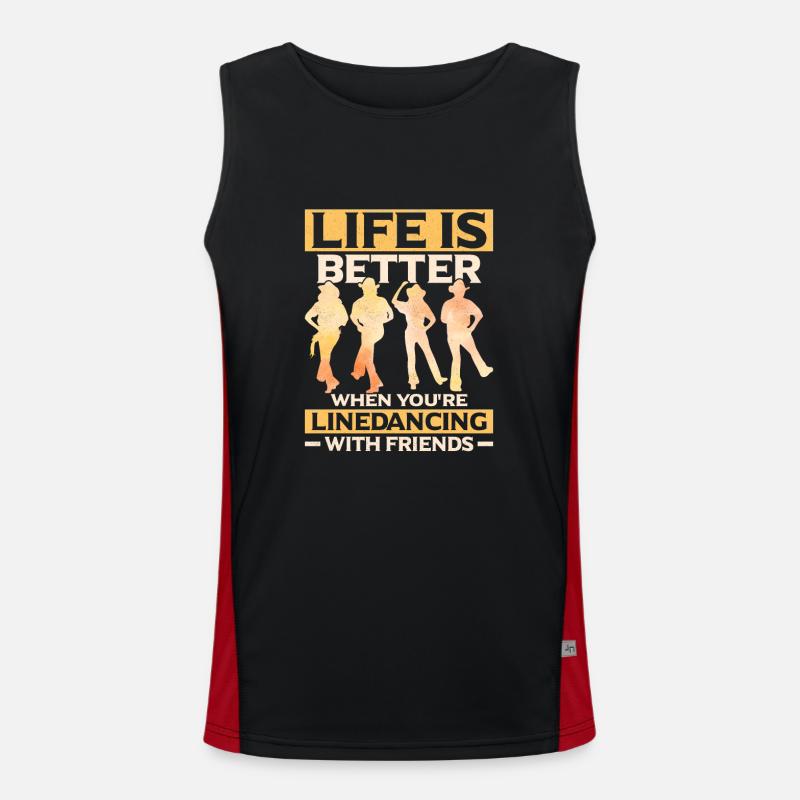 Life Is Better When You're Linedancing Western Cou Funktionelles Kontrast-Tank Top für Männer 