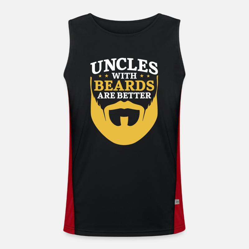 Beard Lover Bearded Man Uncle - Men's Functional Contrast Tank Top  - black/red