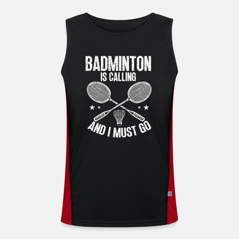 Badminton Ruft, Ich Muss Gehen Funktionelles Kontrast-Tank Top für Männer 