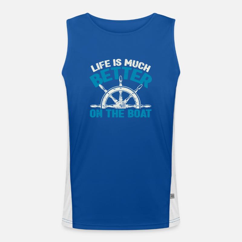 Das Leben ist viel besser auf dem Boot Bootfahren Funktionelles Kontrast-Tank Top für Männer 