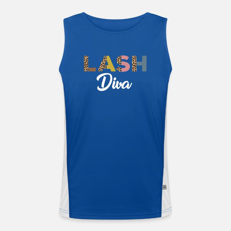 Funny eyelash diva with leopard print Men's Functional Contrast Tank Top 