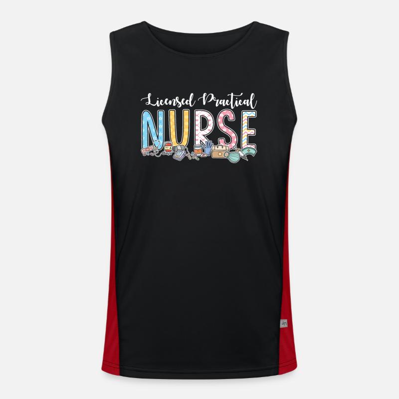 Licensed Practical Nurse - Men's Functional Contrast Tank Top  - black/red