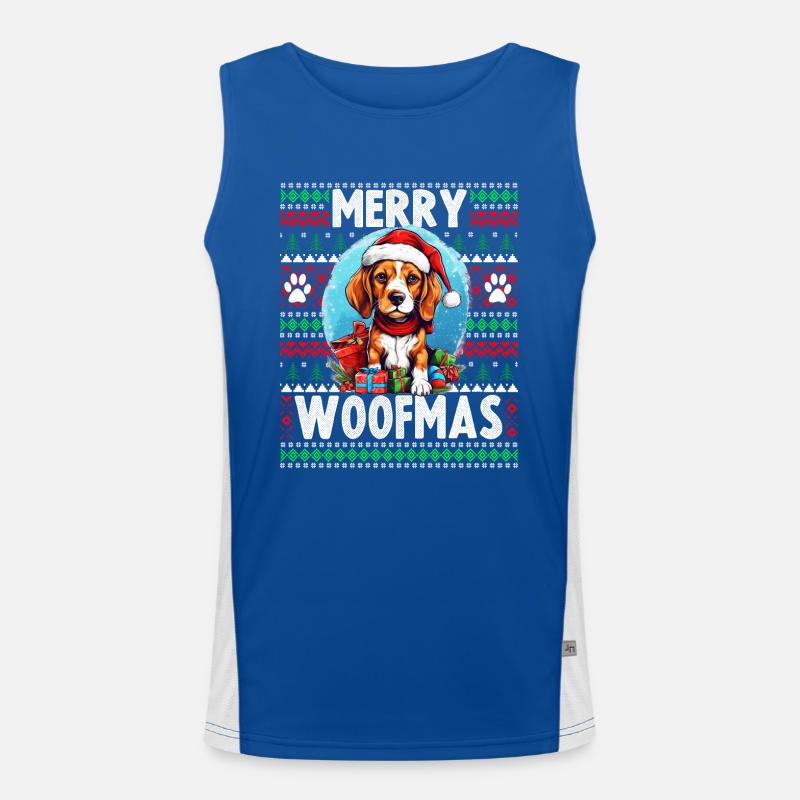 Dog Lover Christmas - Lustiger hässlicher Weihnachtspullover Funktionelles Kontrast-Tank Top für Männer 