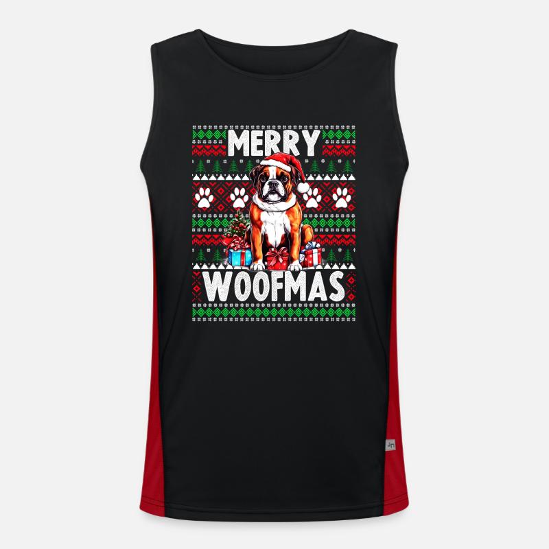 Hässlicher Weihnachtspullover Boxer Hund - Dog Christmas Funktionelles Kontrast-Tank Top für Männer 