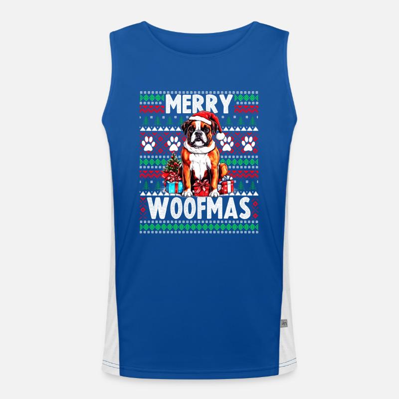 Pull de Noël moche Boxer Dog - Chien de Noël Débardeur respirant contrasté Homme 
