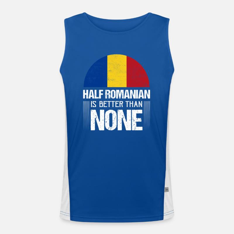 Half Romanian Is Better Than None Patriotic Romani Men's Functional Contrast Tank Top 